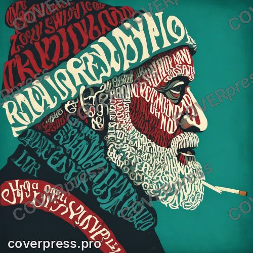 Типографическая иллюстрация: старик, танцовщица и капитан
