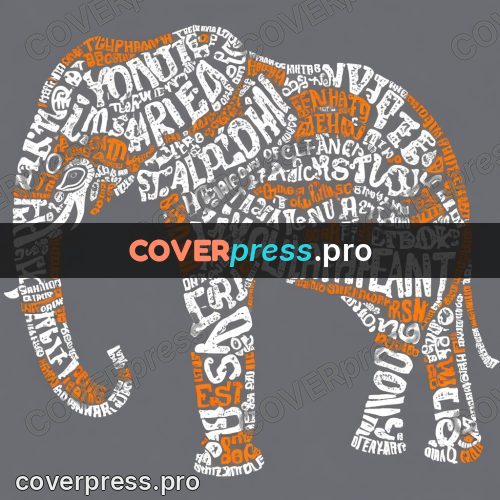 Typographic poster: elephant with a raised trunk