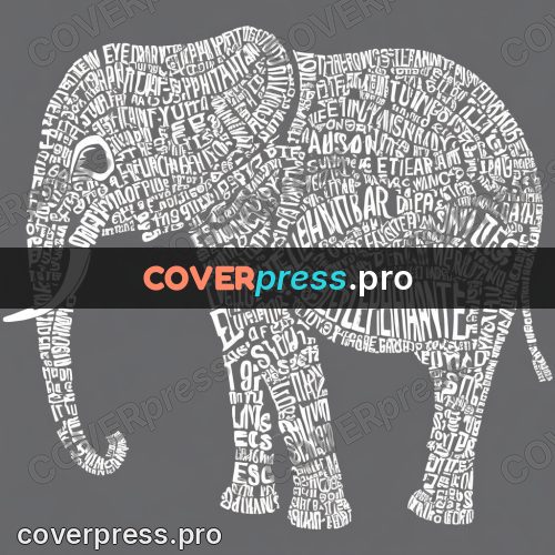 Typographic poster: elephant with a raised trunk