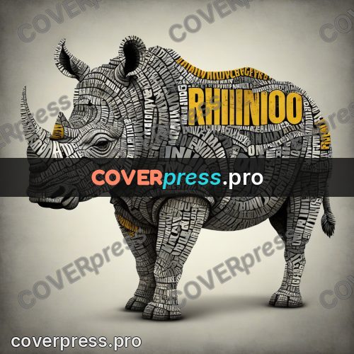 Typographic poster: rhino with its head lowered