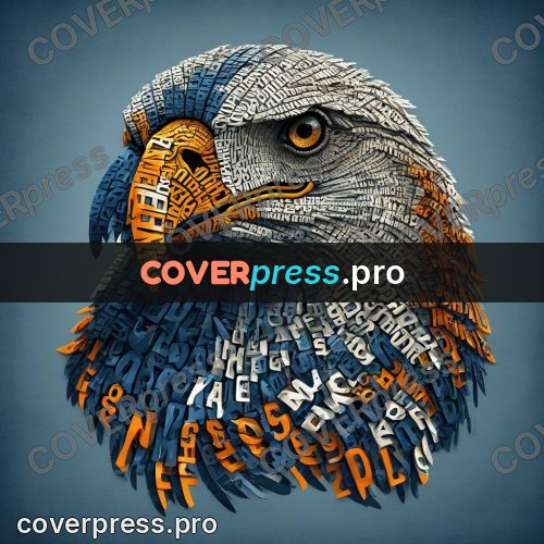 Typographic poster: eagle head with a yellow beak