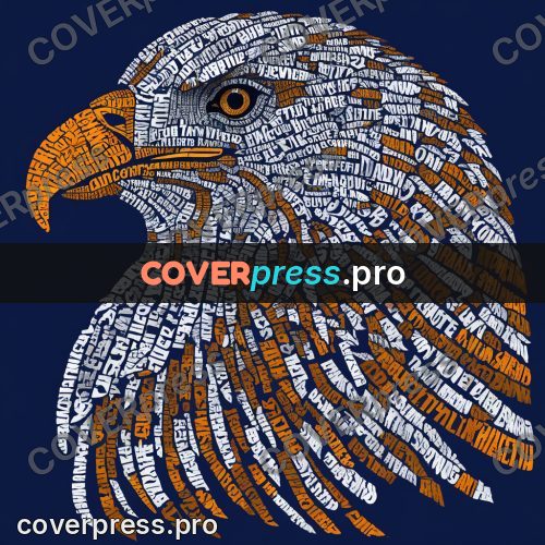Typographic poster: eagle head with a yellow beak