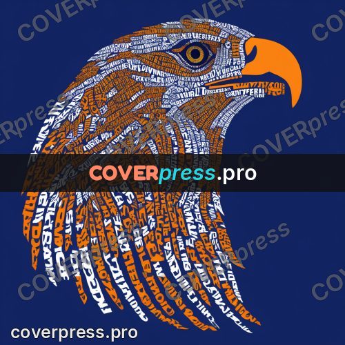 Typographic poster: eagle head with a yellow beak