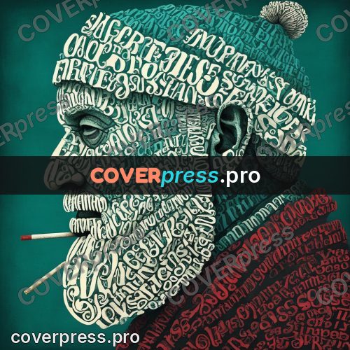 Typographic poster: bearded old man in a cap