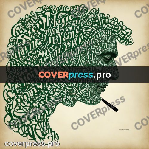 Typographic poster: profile with wavy hair