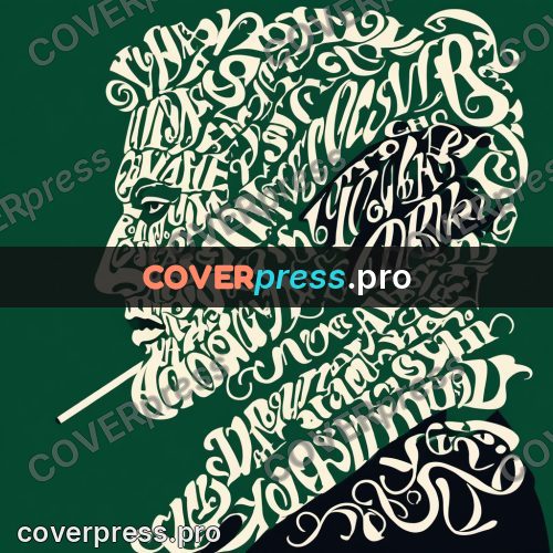 Typographic poster: profile with wavy hair