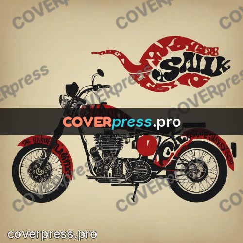 Typographic poster: classic motorcycle on a stand