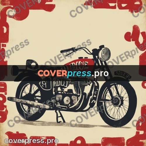 Typographic poster: classic motorcycle on a stand