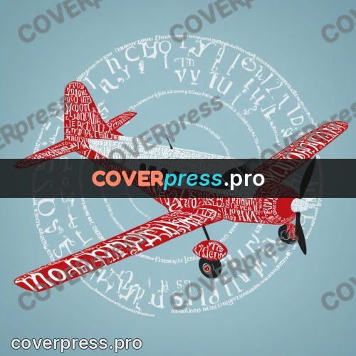 Typographic poster: propeller plane in the sky