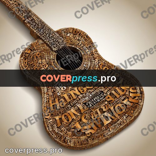 Typographic poster: acoustic guitar lying diagonally