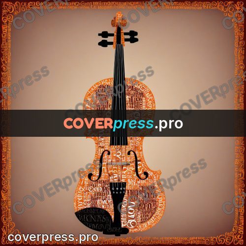 Typographic poster: violin with a bow upright