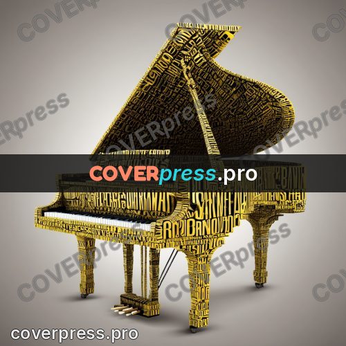 Typographic poster: grand piano with open lid