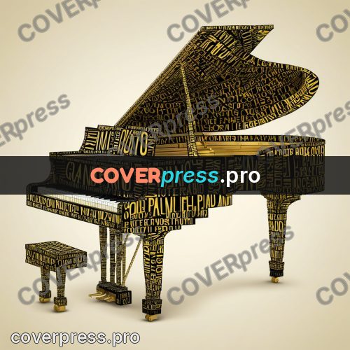 Typographic poster: grand piano with open lid