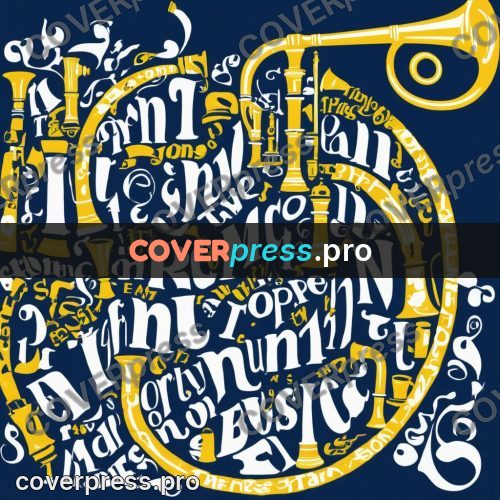 Typographic poster: brass trumpet on a round field