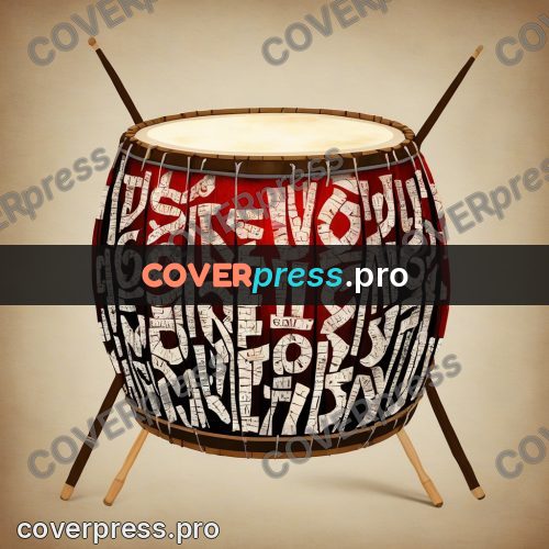 Typographic poster: drum with crossed sticks