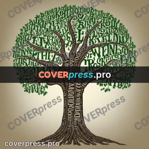 Typographic poster: spreading oak with roots