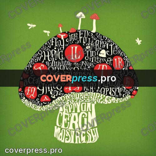 Typographic poster: fly agaric on green moss