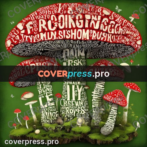 Typographic poster: fly agaric on green moss
