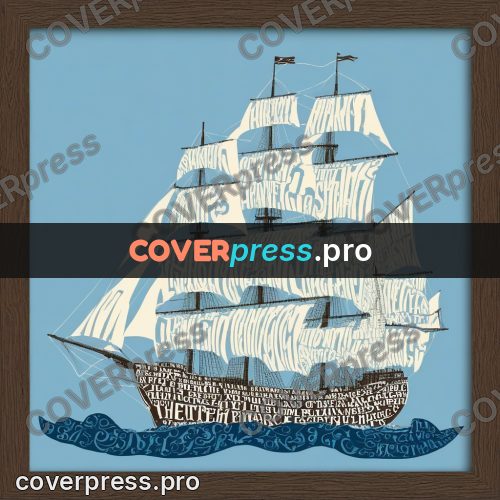 Typographic poster: sailing ship on a wave