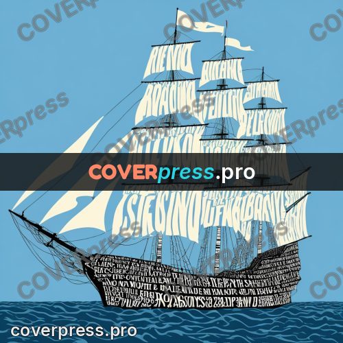 Typographic poster: sailing ship on a wave