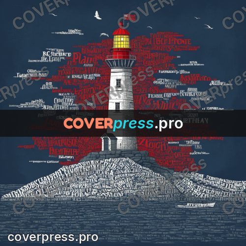 Typographic poster: lighthouse on a rock