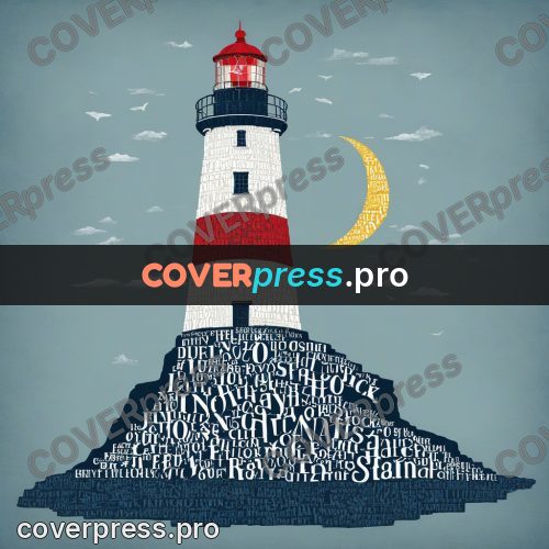 Typographic poster: lighthouse on a rock