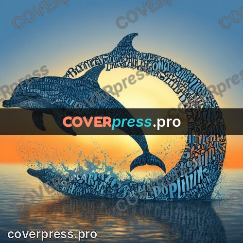 Typographic poster: dolphin leaping over the sun
