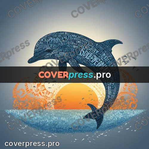 Typographic poster: dolphin leaping over the sun