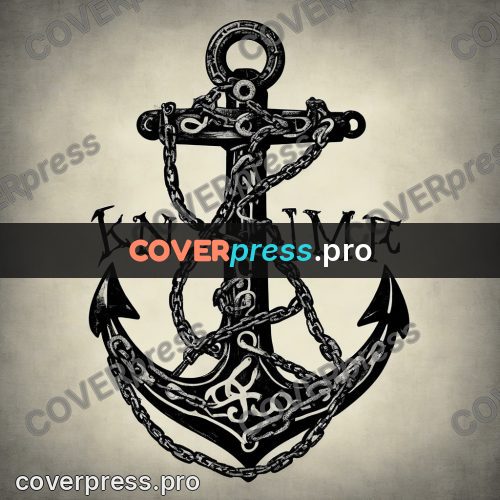 Typographic poster: anchor with a chain upright