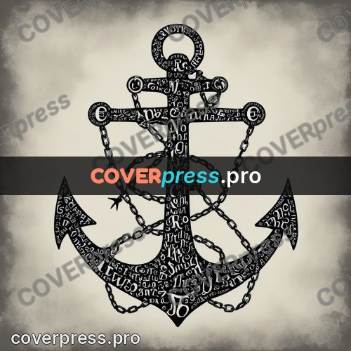 Typographic poster: anchor with a chain upright
