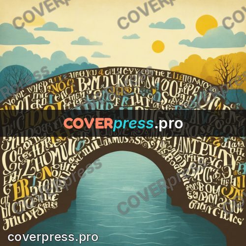 Typographic poster: arched bridge over a river