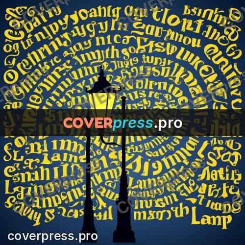 Typographic poster: street lamp with a curved post