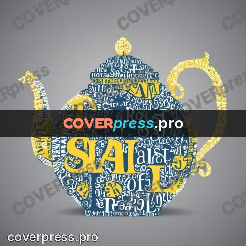 Typographic poster: round teapot with a spout