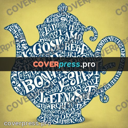 Typographic poster: round teapot with a spout
