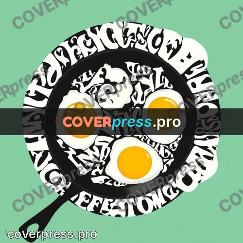 Typographic poster: frying pan with eggs above