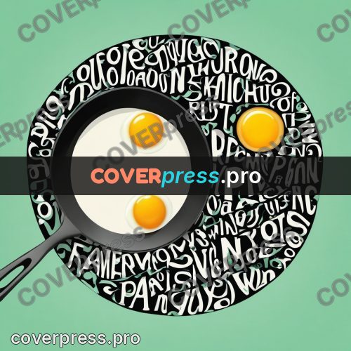 Typographic poster: frying pan with eggs above