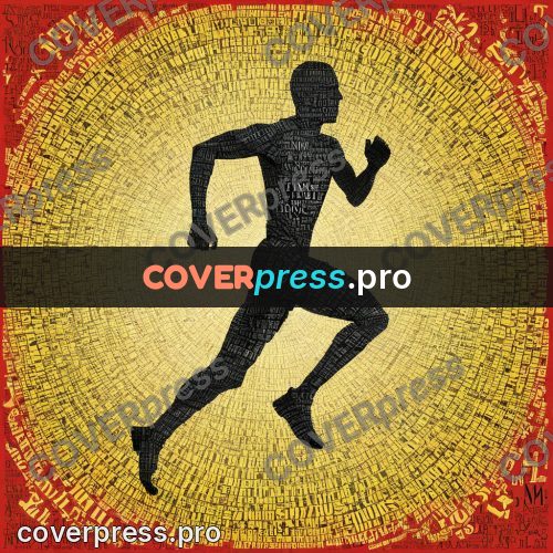 Typographic poster: runner in mid stride