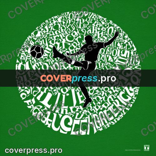 Typographic poster: footballer kicking a ball