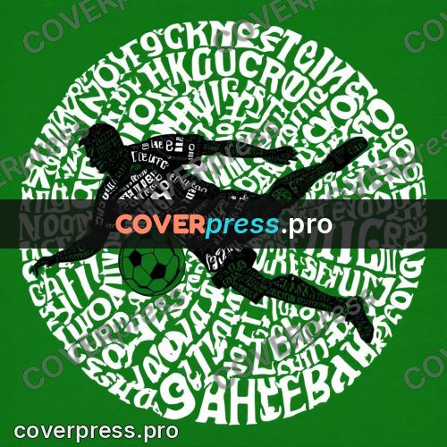 Typographic poster: footballer kicking a ball
