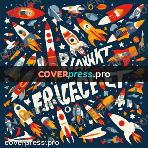 Typographic poster: rocket launching upward