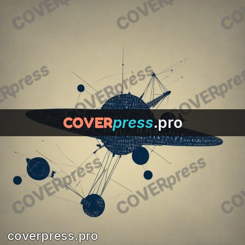 Typographic poster: satellite with panels in space