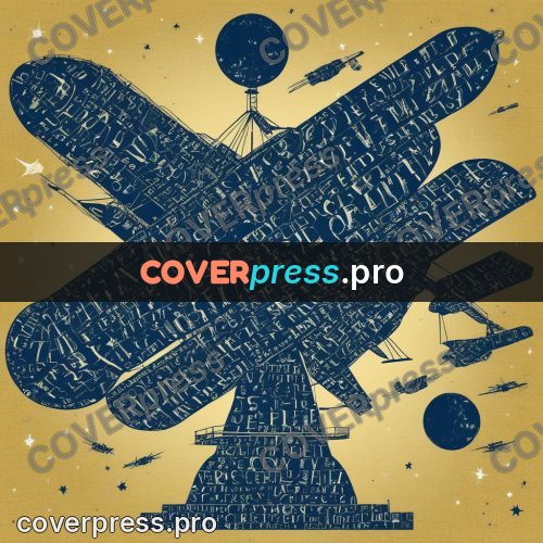 Typographic poster: satellite with panels in space