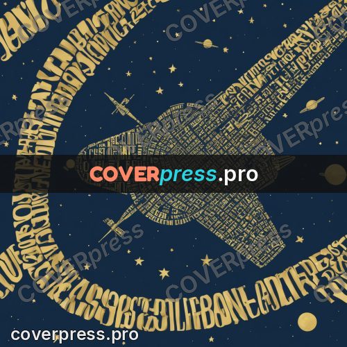 Typographic poster: satellite with panels in space