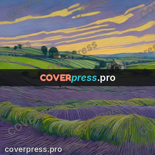Van Gogh style artwork: lavender fields to the horizon