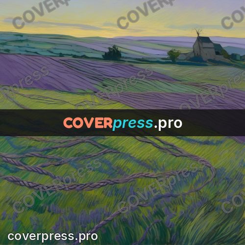Van Gogh style artwork: lavender fields to the horizon