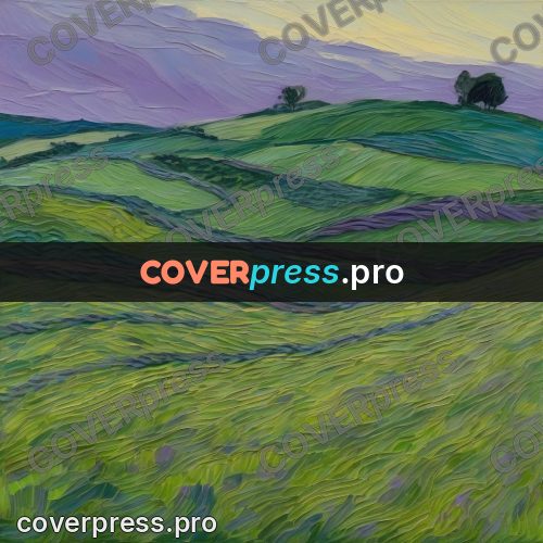 Van Gogh style artwork: lavender fields to the horizon