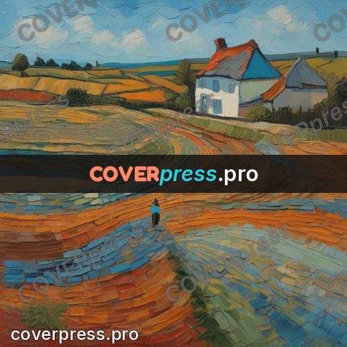 Van Gogh style artwork: village with red roofs