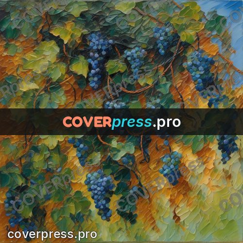 Van Gogh style artwork: grape vine with bunches