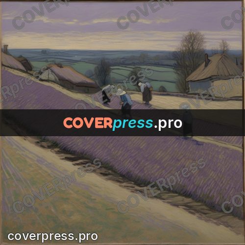Van Gogh style artwork: lavender harvest in a field