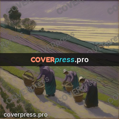 Van Gogh style artwork: lavender harvest in a field